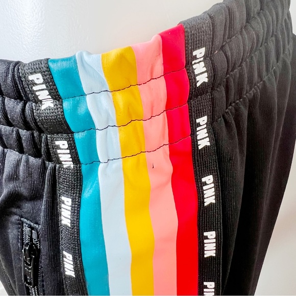 PINK by VICTORIA SECRET skinny black track pants zip ankle, tie waist NWOT sz M - Picture 2 of 9